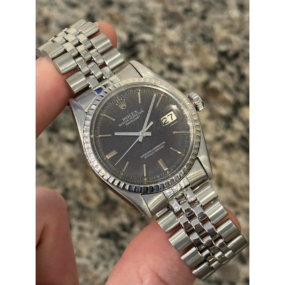 Rolex Datejust 36mm 1603 1988 Hashed Engine Turn Bezel Jubilee Band Blue Dial - Picture 2 of 11